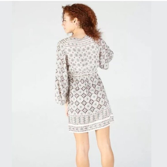 Boho V-Neck Drawstring Tassel Floral Dress - Picture 2 of 2